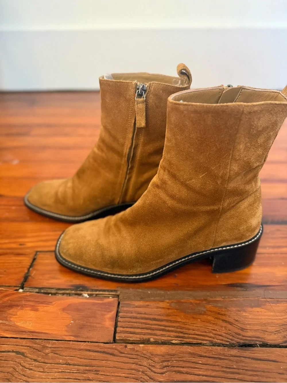 Everlane Suede Mid-Calf Block Heel Boots
